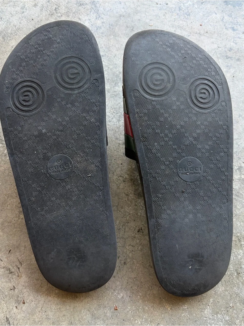 Gucci Black Slides with Green and Red Web Stripe